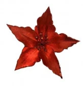 Новогоднее ёлочное украшение Красный цветок,  из полиэстера / 15x15x6см арт.88818 - КОЛОРЛОН ВТД Новосибирск