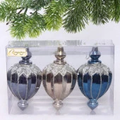 Набор украшений SHINE "Highlights" 12х7 см (3 шт.), night blue/champagne silver/grey 916-1214 - КОЛОРЛОН ВТД Новосибирск
