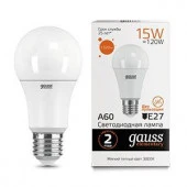 15W Лампа Gauss Elementary A60 15W 1320lm 3000K E27 LED - КОЛОРЛОН ВТД Новосибирск