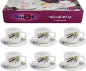 Чайный набор NataM 12пр (чашка-190мл-6шт, блюдце 140мм-6шт) Лавиния KFB190HP55-6 K2041 - КОЛОРЛОН ВТД Новосибирск
