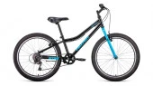 Велосипед ALTAIR MTB HT 24 1.0 (24" 6 ск. рост 12") 2020-2021,черный/голубой, RBKT11N46002 - КОЛОРЛОН ВТД Новосибирск