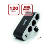 Разветвитель прикуривателя AVS 12/24 (на 3 выхода+USB) CS312U - КОЛОРЛОН ВТД Новосибирск