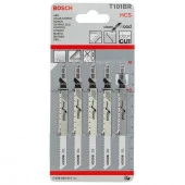 BOSCH Пилки 5шт HCS  75мм, T101BR, зуб-2,5мм, реверс. шлиф. рез-прямой, чистый, ламинат, фанер, дер. - КОЛОРЛОН ВТД Новосибирск