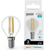 10W Лампа Gauss Filament Elementary Шар 10W 670lm 4100К Е14 LED - КОЛОРЛОН ВТД Новосибирск