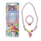 1TOY наб.украш."Unicorn Bijou" 3предм.роз.бусы единорог,браслет,колечко радуга на карте 24*8см - КОЛОРЛОН ВТД Новосибирск