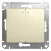 GSL000253 Glossa Беж Выключатель 2-кл. с подсв - КОЛОРЛОН ВТД Новосибирск