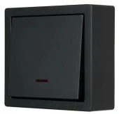 752-4200-111 LETO Выключатель 1 кл. с подсветкой чёрный бархат - КОЛОРЛОН ВТД Новосибирск