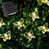 Гирлянда для улицы "Бабочка" 5 м 20 ламп LED чёрный провод, 8 реж.,IP-55, Теплый белый (солнечная ба - КОЛОРЛОН ВТД Новосибирск