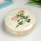 Шкатулка круглая "Розы на кремовом" 13,5х4,5 см 117611 - КОЛОРЛОН ВТД Новосибирск