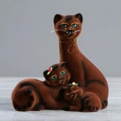 Копилка "Кошки семья", флок, коричневая, 24 см 1148355 - КОЛОРЛОН ВТД Новосибирск