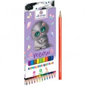 Карандаши 12цв. ATTOMEX "Meow Cat" 5022421 шестигр.,М,грифель 2,65мм,к/к - КОЛОРЛОН ВТД Новосибирск