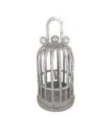 Новогоднее подвесное украшение Клетка в серебре из полипропилена / 6,5x6,5x12,5см арт.89108 - КОЛОРЛОН ВТД Новосибирск