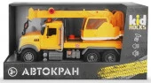 AB-2124 Игрушка-автокран, масштаб 1:12 KID ROCKS, со звуком и светом, инерц. механизм - КОЛОРЛОН ВТД Новосибирск