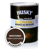 HUSKY-KLONDIKE Краска по металлу с молотковым эффектом темно-коричневая (0,9л; 6шт) - КОЛОРЛОН ВТД Новосибирск