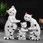 Фигура сборная "Коты семья" белые, 12х13х3,5см 4877896 - КОЛОРЛОН ВТД Новосибирск