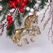 Ёлочная игрушка "Сказочный единорог" 9*3*10 см, шампань 916-0806 - КОЛОРЛОН ВТД Новосибирск
