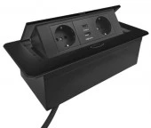 Блок розеток выдвижной горизонтальный Dori POP UP 2+USB-A+USB-C черный - КОЛОРЛОН ВТД Новосибирск
