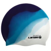 Шапочка плавательная Larsen MC34, силикон, бел/син - КОЛОРЛОН ВТД Новосибирск