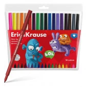 61832 ФЛОМАСТЕРЫ НАБ. 18 ЦВ. ERICHKRAUSE JOLLY FRIENDS SUPER WASHABLE, ФУТЛЯР, Е/П /12/144/ - КОЛОРЛОН ВТД Новосибирск