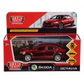 268480  Машина металл SKODA OCTAVIA ХРОМ КРАСНЫЙ, 12см, открыв. двери, инерц. в кор. Технопарк в кор - КОЛОРЛОН ВТД Новосибирск