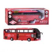 JB1200170ТМ "Автопанорама" автобус металлический "Спартак"  инерция, свет, звук, в/к 30,5*7,5*11 см - КОЛОРЛОН ВТД Новосибирск