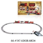 Т105771toy ж/д" Ретро  Экспресс",  свет,звук, дым, паровоз, 3 вагона, пульт д/у, 16 деталей, длина п - КОЛОРЛОН ВТД Новосибирск
