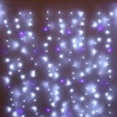 Гирлянда для улицы ЗАНАВЕС "Мерцание" ш2* в3,0 м 480 ламп LED, прозрач.пров, Белый, синий мерцает (в - КОЛОРЛОН ВТД Новосибирск