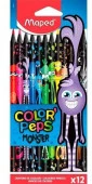 Карандаши пластик. 12цв. MAPED "Color'Peps Black Monster" 862612 декорир.,к/к,е/подвес - КОЛОРЛОН ВТД Новосибирск