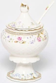 195-42025  ЭКЛАТ, сахарница 300мл на ножке с ложкой, NEW BONE CHINA, - КОЛОРЛОН ВТД Новосибирск