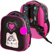 Ранец школьный deVENTE "Choice Lite. Cute Husky" 7033525 жёст.,38*29*17см,светоор.эл.,800гр.+брелок - КОЛОРЛОН ВТД Новосибирск