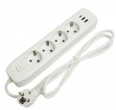 STEKKER Удлинитель с 2хUSB+Type-C( 4c/з, 1,8м, ПВС 3x1) белый HM08-43-02 - КОЛОРЛОН ВТД Новосибирск