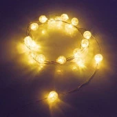Гирлянда для дома "Жемчужина" на батарейках 2,0 м 20 ламп LED, d-1 см, 3 реж,, IP-20, Теплый белый - КОЛОРЛОН ВТД Новосибирск