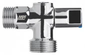 Кран шаровой угловой 1/2" х 3/4" н/н (ручка сбоку) ХРОМ-POLISH.латунь,ГОСТ, MPF - КОЛОРЛОН ВТД Новосибирск
