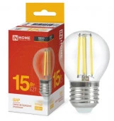 15W Лампа LED-ШАР-deco 15Вт 230В Е27 3000К 1435Лм прозрачная IN HOME - КОЛОРЛОН ВТД Новосибирск
