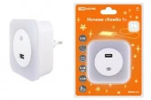 SQ0357-0027 Ночник "Комбо 1", 8LED, 66 лм/Вт, дат. освещ., USB-разъем, 220 В, TDM * - КОЛОРЛОН ВТД Новосибирск