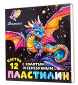 Пластилин 12цв.,230гр. ЛУЧ "Фантазия" 35С 2310-08 (классич.,золот.,серебр.) со стеком - КОЛОРЛОН ВТД Новосибирск