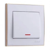703-0226-111 Rain Выключатель 1 кл. с подсв белый/золото - КОЛОРЛОН ВТД Новосибирск