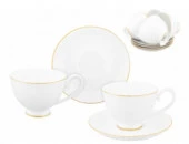Чайн. наб. 12 пр. 300 мл 12,5*9,5*7 см "Белая с золотом" на ножке, NEW BONE CHINA Состав: Фарфор - КОЛОРЛОН ВТД Новосибирск