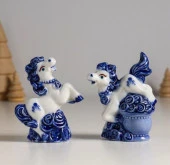 Фигурка керамика «Лошадка денежная», бело-синий, 7.1×3.1×9 см, МИКС - КОЛОРЛОН ВТД Новосибирск