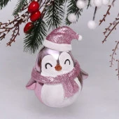 Ёлочная игрушка "Новогодний пингвин" 7*6*11 см, розовый 916-0695 - КОЛОРЛОН ВТД Новосибирск