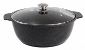 Кастрюля-жаровня 4,0л Мраморная ст/кр а/п темный мрамор (4) жмт42а  029686 - КОЛОРЛОН ВТД Новосибирск
