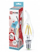 ***7W сд LED-СВЕЧА НА ВЕТРУ-deco 7Вт 230В Е14 4000К 810Лм прозрачная IN HOME - КОЛОРЛОН ВТД Новосибирск