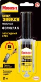 Момент Супер Эпокси Формула 5 клей, прозрачный (25мл) шприц - КОЛОРЛОН ВТД Новосибирск