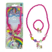 1TOY наб.украш."Unicorn Bijou" 2предм.роз.бусы и браслет радужный единорог на карте 24*8см - КОЛОРЛОН ВТД Новосибирск