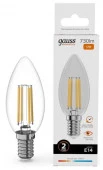 12W Gauss Filament Elementary Свеча 12W 730lm 2700К Е14 LED - КОЛОРЛОН ВТД Новосибирск