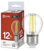 Лампа сд LED-ШАР-deco 12Вт 230В Е27 4000К 1350Лм прозрачная IN HOME - КОЛОРЛОН ВТД Новосибирск