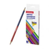 50531  КАРАНДАШИ ЦВ. 12 ШТ. 24 ЦВ. ERICH KRAUSE® BASIC. BICOLOR, ТРЕХГРАН. АССОРТИ /12/144/ - КОЛОРЛОН ВТД Новосибирск