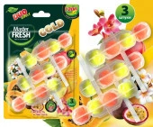 Master FRESH подвесной блок для унитаза DUO EFFECT 1200 смываний 5в1 формула GOLD ТРОПИК, 3шт - КОЛОРЛОН ВТД Новосибирск
