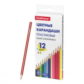 53361  КАРАНДАШИ ЦВ. 12 ШТ, ERICH KRAUSE® BASIC, ПЛАСТ. ШЕСТИГРАН. АССОРТИ /10/240/ - КОЛОРЛОН ВТД Новосибирск