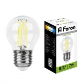7W Led Feron 25877 LB-52 E27 4000K филамент G45 прозрачная - КОЛОРЛОН ВТД Новосибирск